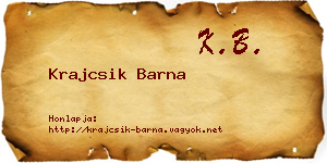 Krajcsik Barna névjegykártya